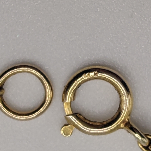 Sold❤️14k Yellow Gold Rhodolite Red Garnet Cabochon Gemstone Station Necklace - Picture 5 of 16